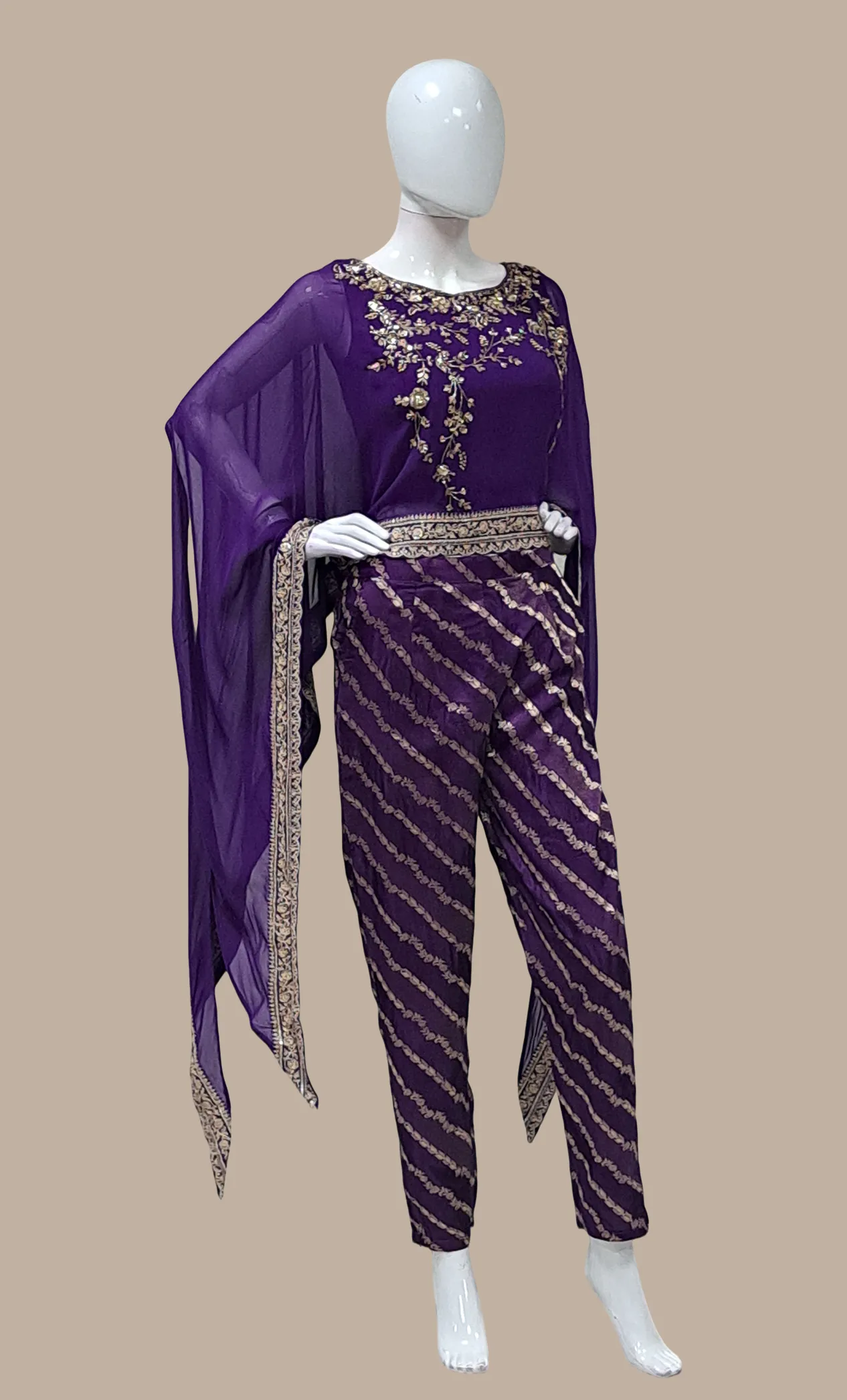 Deep Violet Fusion Poncho  & Pants