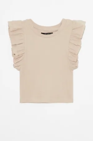 DeLuc Zayn Ruffled Ribbed T Shirt