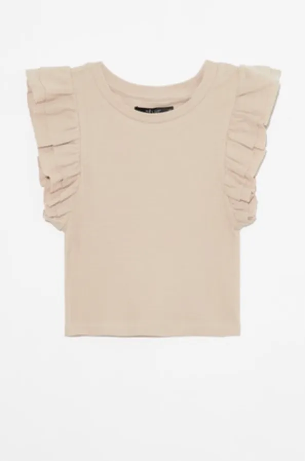 DeLuc Zayn Ruffled Ribbed T Shirt