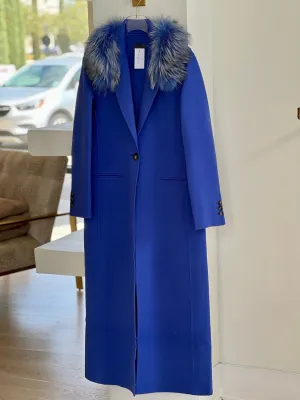 Di9825 Azure Trench Coat w/ Fur Collar