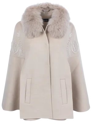 Diomi Fox Fur Cape - Cream