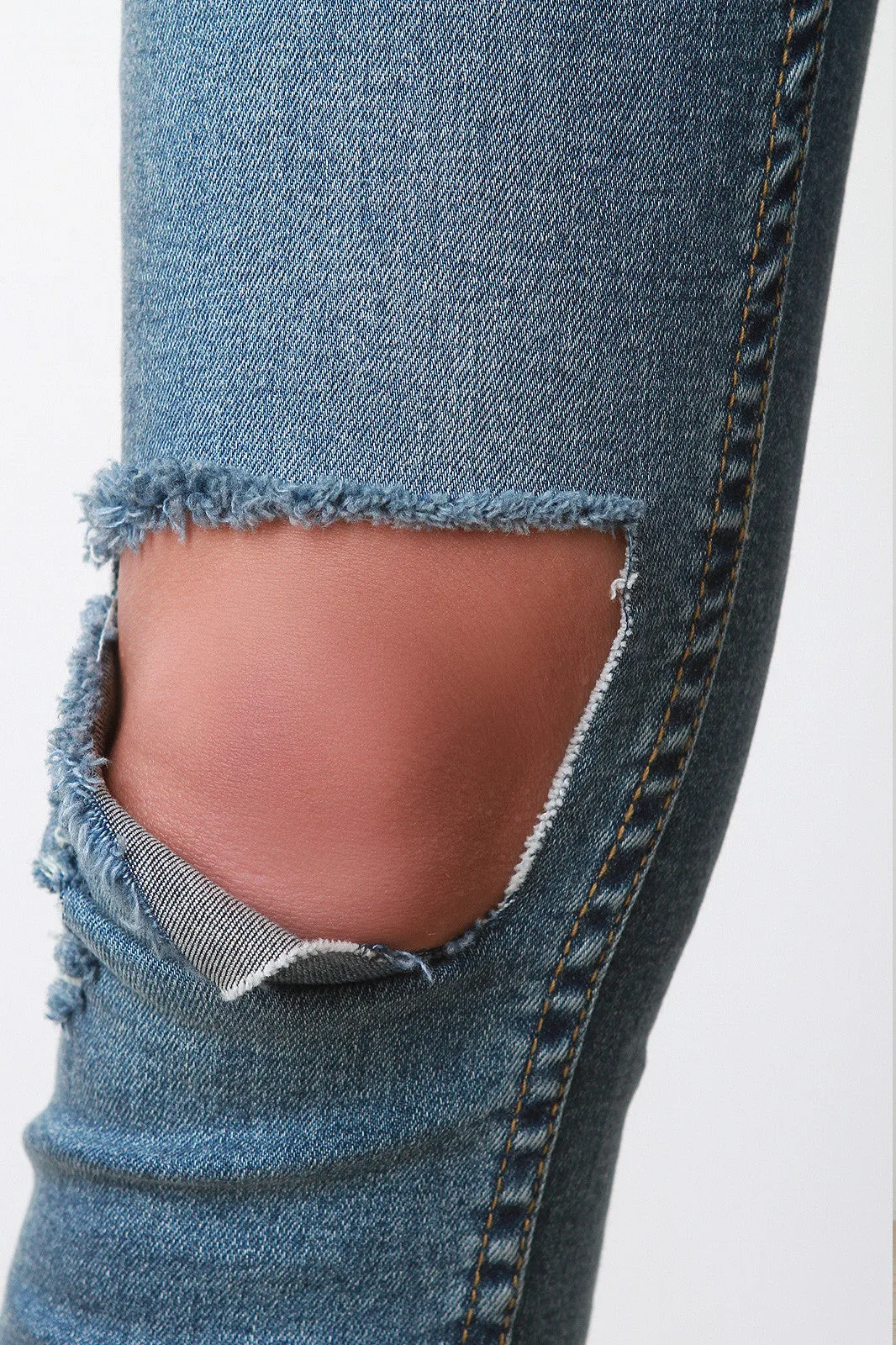 Distress Knees Denim Jeans