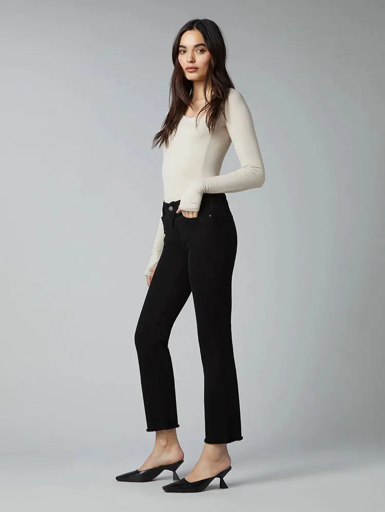 DL1961 Mara Straight Ankle Jeans Black Peached Raw