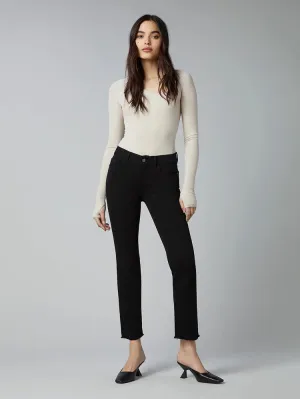 DL1961 Mara Straight Ankle Jeans Black Peached Raw