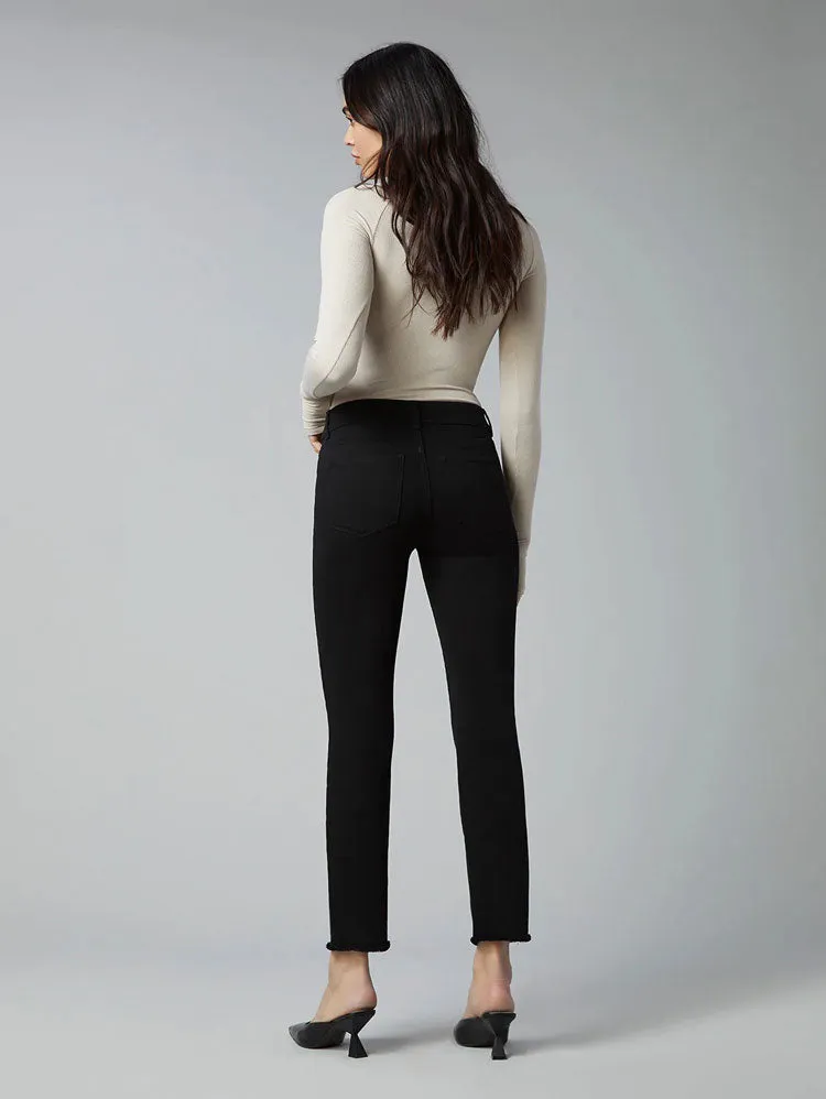 DL1961 Mara Straight Ankle Jeans Black Peached Raw