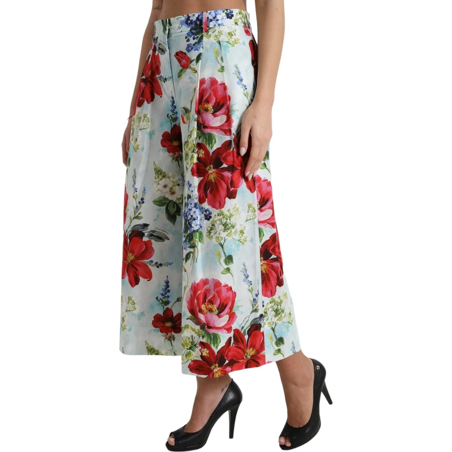 Dolce & Gabbana Floral High Waist Wide Leg Pants