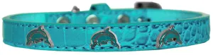 Dolphin Widget Croc Dog Collar Turquoise Size 10