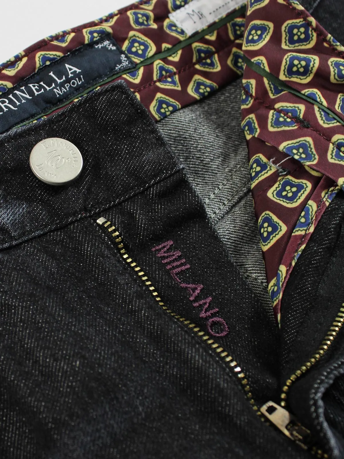 E. Marinella Jeans Black Hand Made Denim Jeans 34 Milano Zip Fly SALE