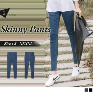 ELASTIC HIGH WAIST DENIM SKINNY PANTS