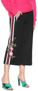 Embroidered Wide-Leg Trousers - Black or Red