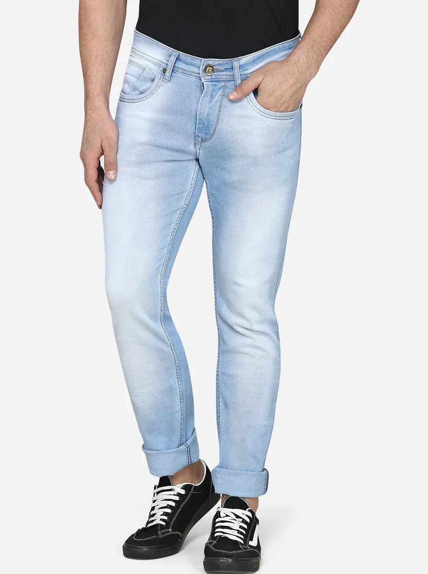 Ensign Blue Washed Narrow Fit Jeans | Greenfibre