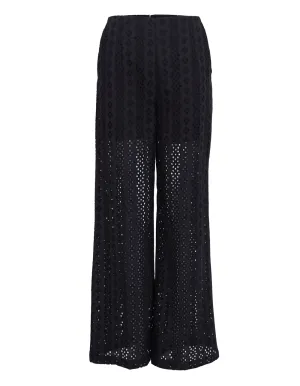 Eyelet High Waist Wide Pants