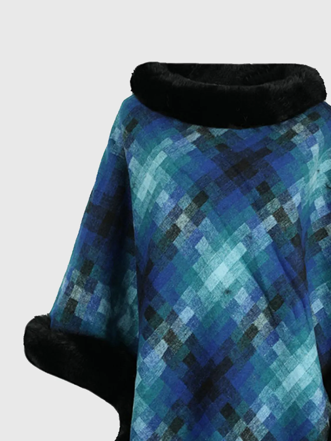 Faux Fur Trim Poncho