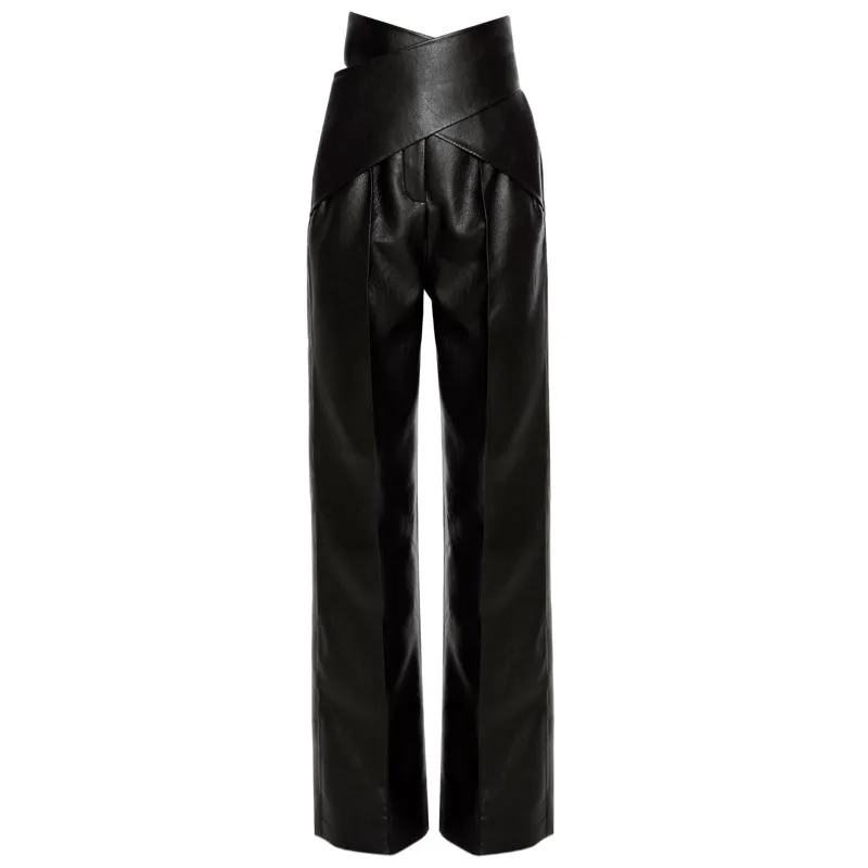 Faux Leather Belted Pants