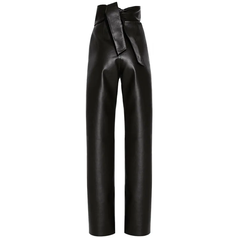 Faux Leather Belted Pants