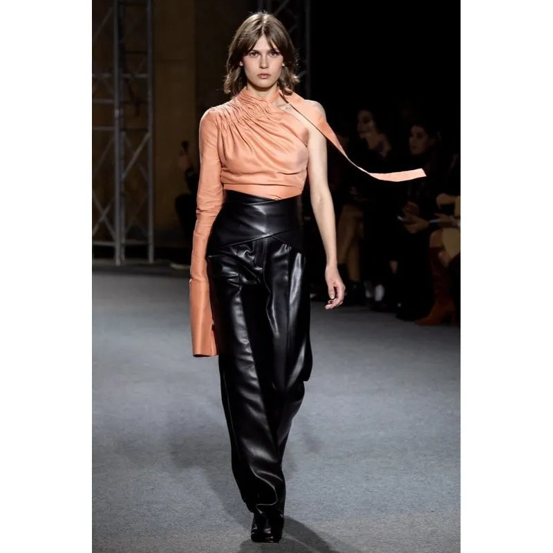 Faux Leather Belted Pants