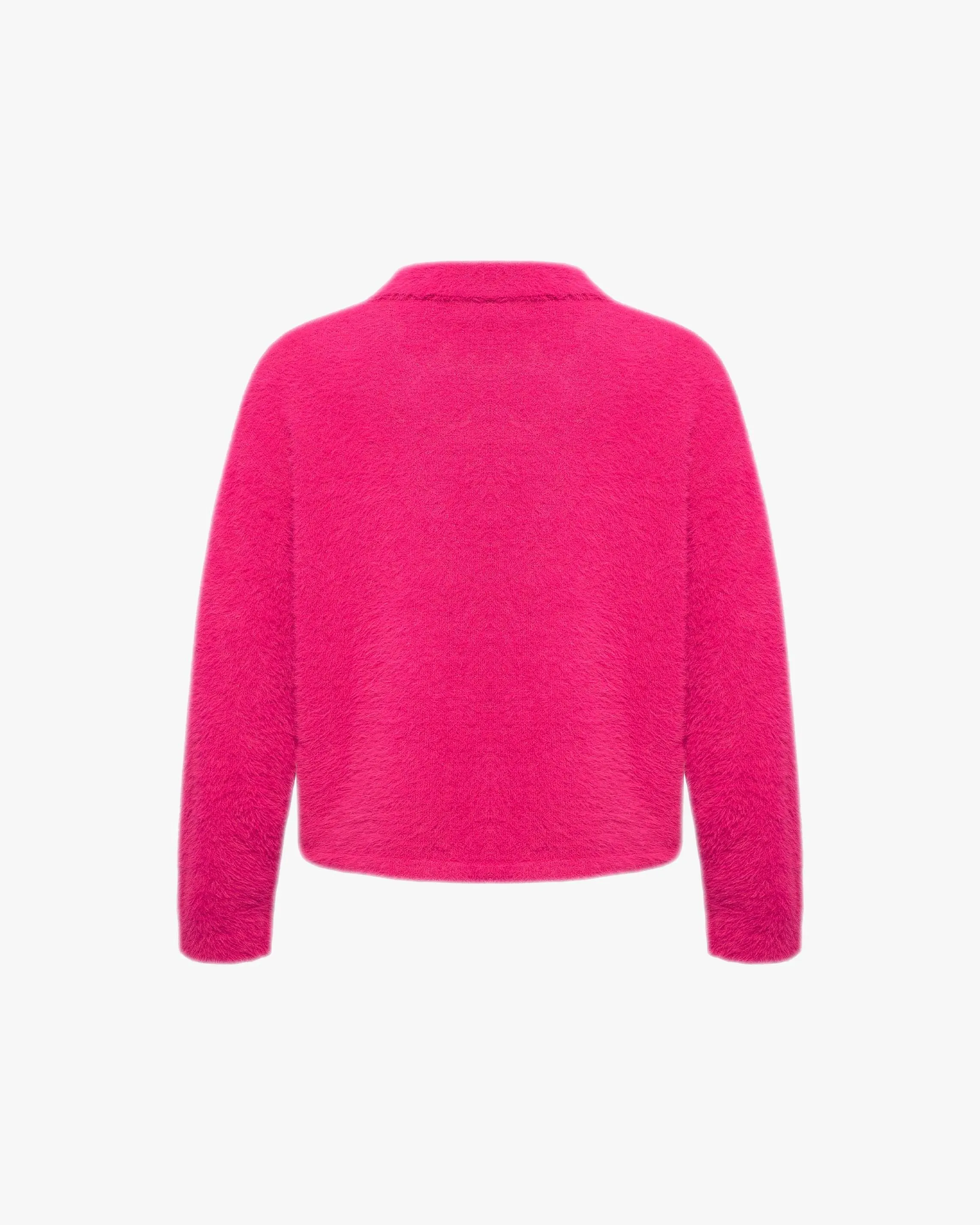 FAUX MINK POLO SWEATER FLAMINGO