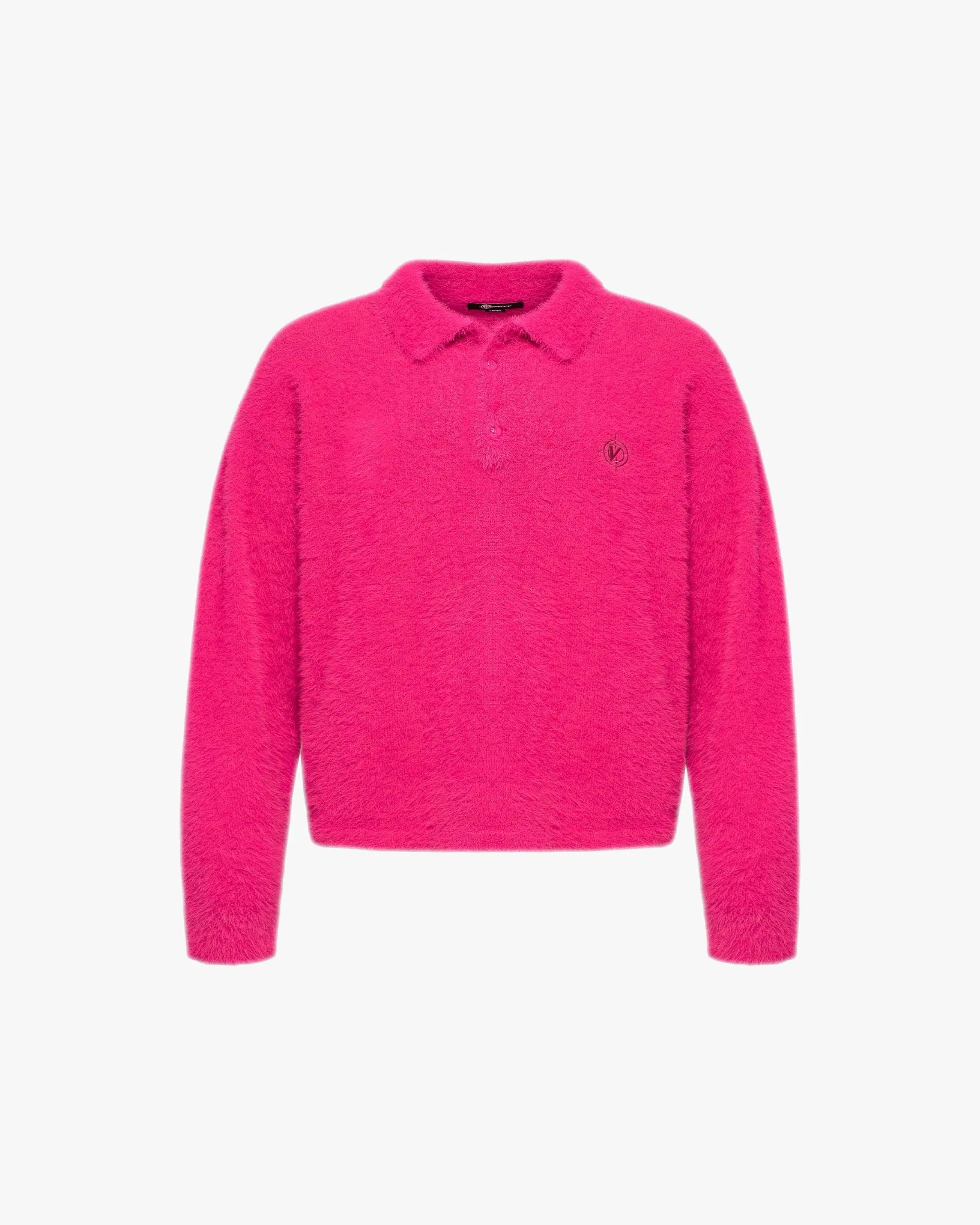 FAUX MINK POLO SWEATER FLAMINGO