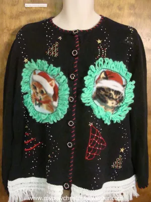 Festive Trees Christmas Cat Ugly Sweater