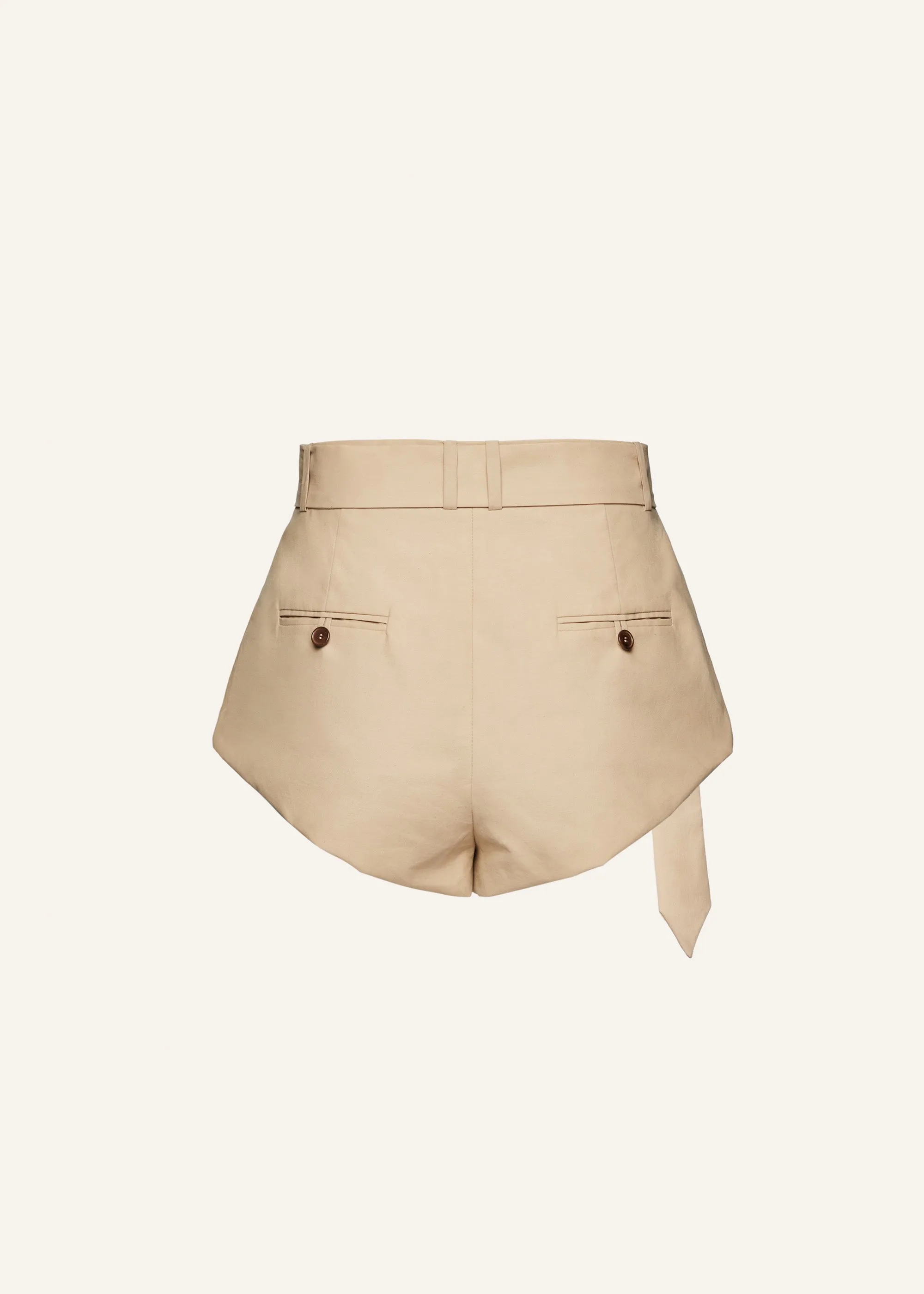 Flared wool shorts in beige