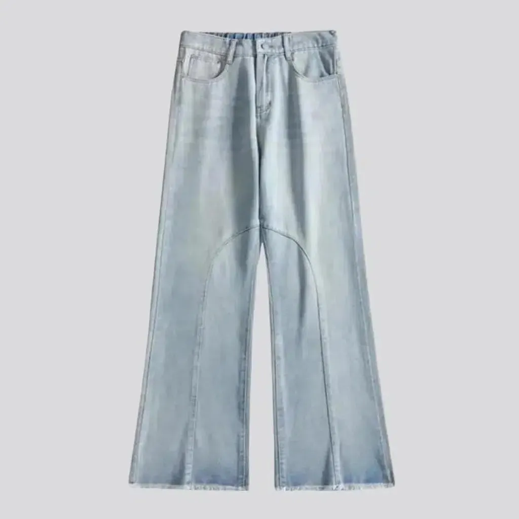 Floor-length men's high-waist jeans