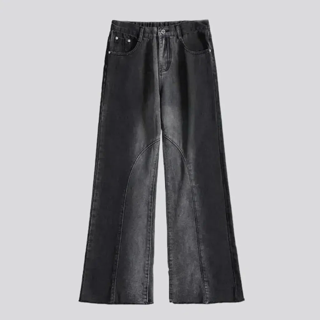 Floor-length men's high-waist jeans