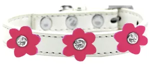 Flower Premium Collar White With Pink Flowers Size 16