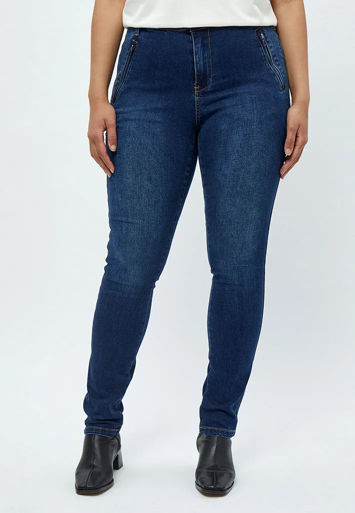 Franny High Waisted Slim Jeans Curve - Mid Blue Denim