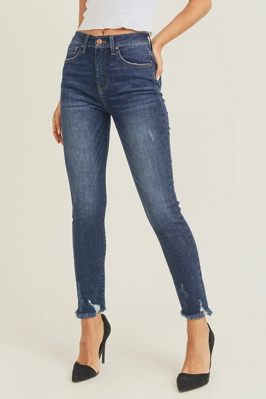 Frayed Ankle Skinny Jeans