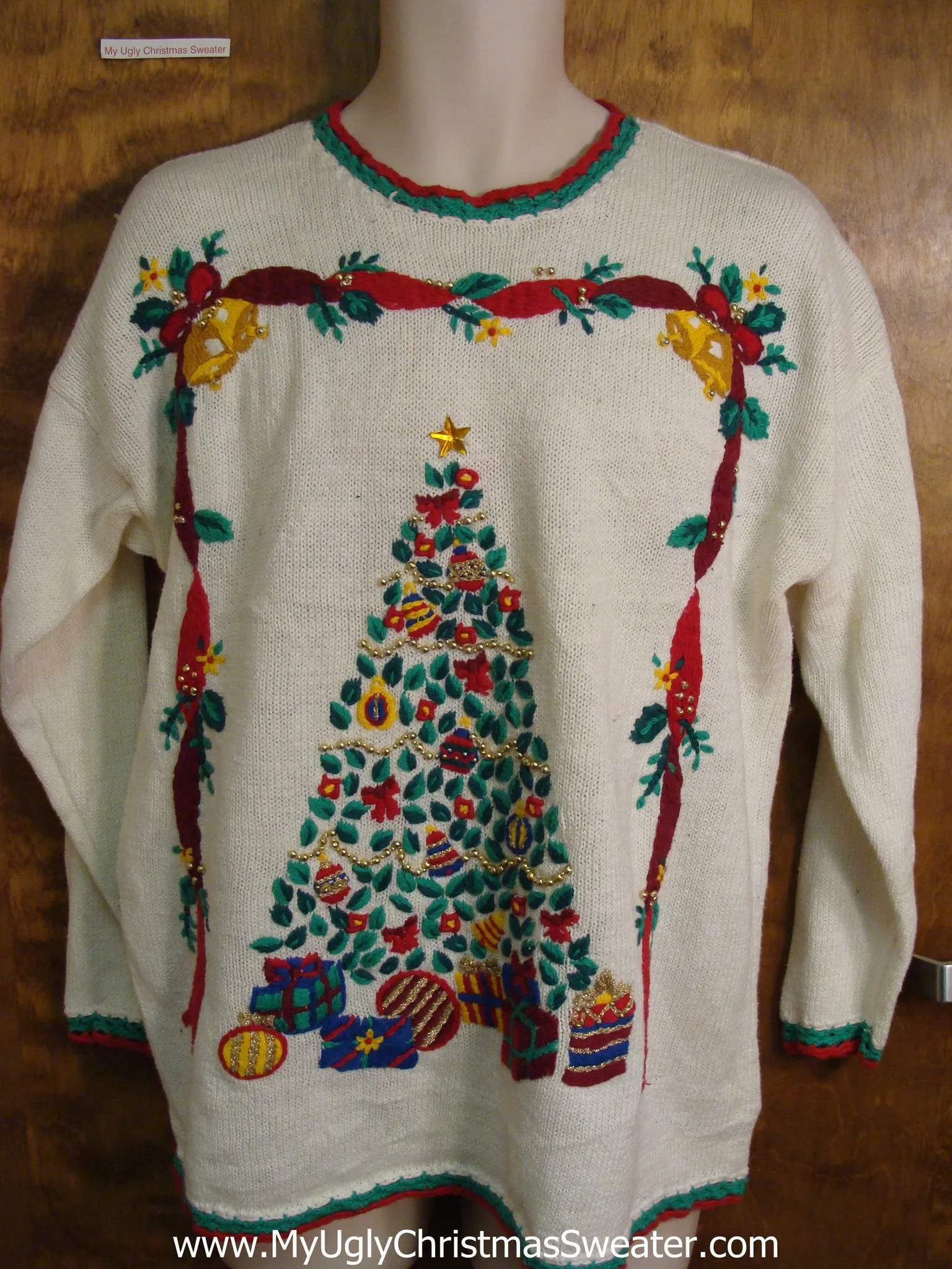 Fun 80s Ugly Christmas Sweater with Tree