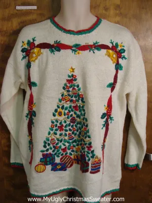 Fun 80s Ugly Christmas Sweater with Tree