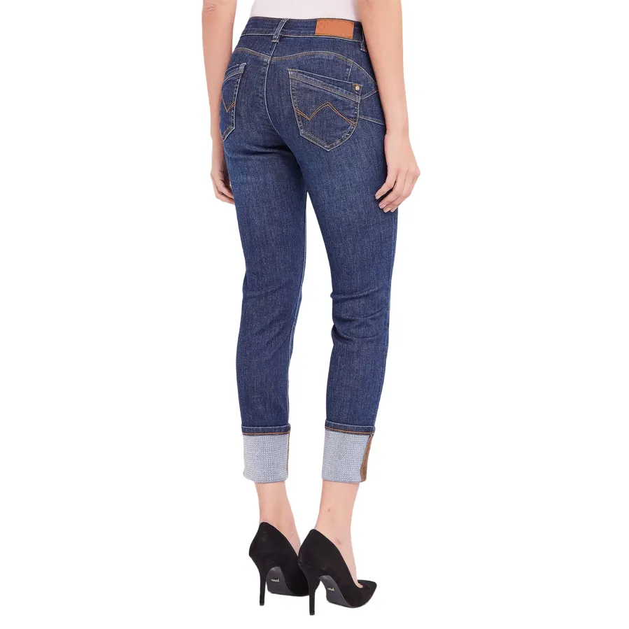 Gaudì pantalone skinny in jeans da donna con risvolto 421BD26004 blu