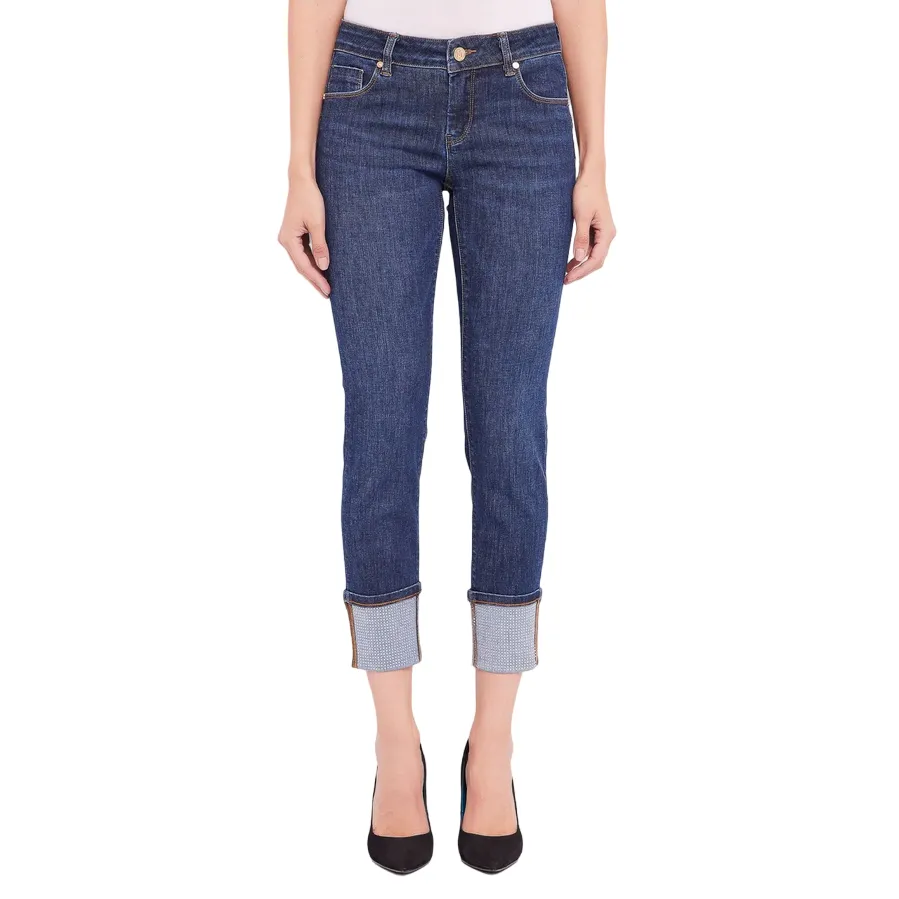 Gaudì pantalone skinny in jeans da donna con risvolto 421BD26004 blu