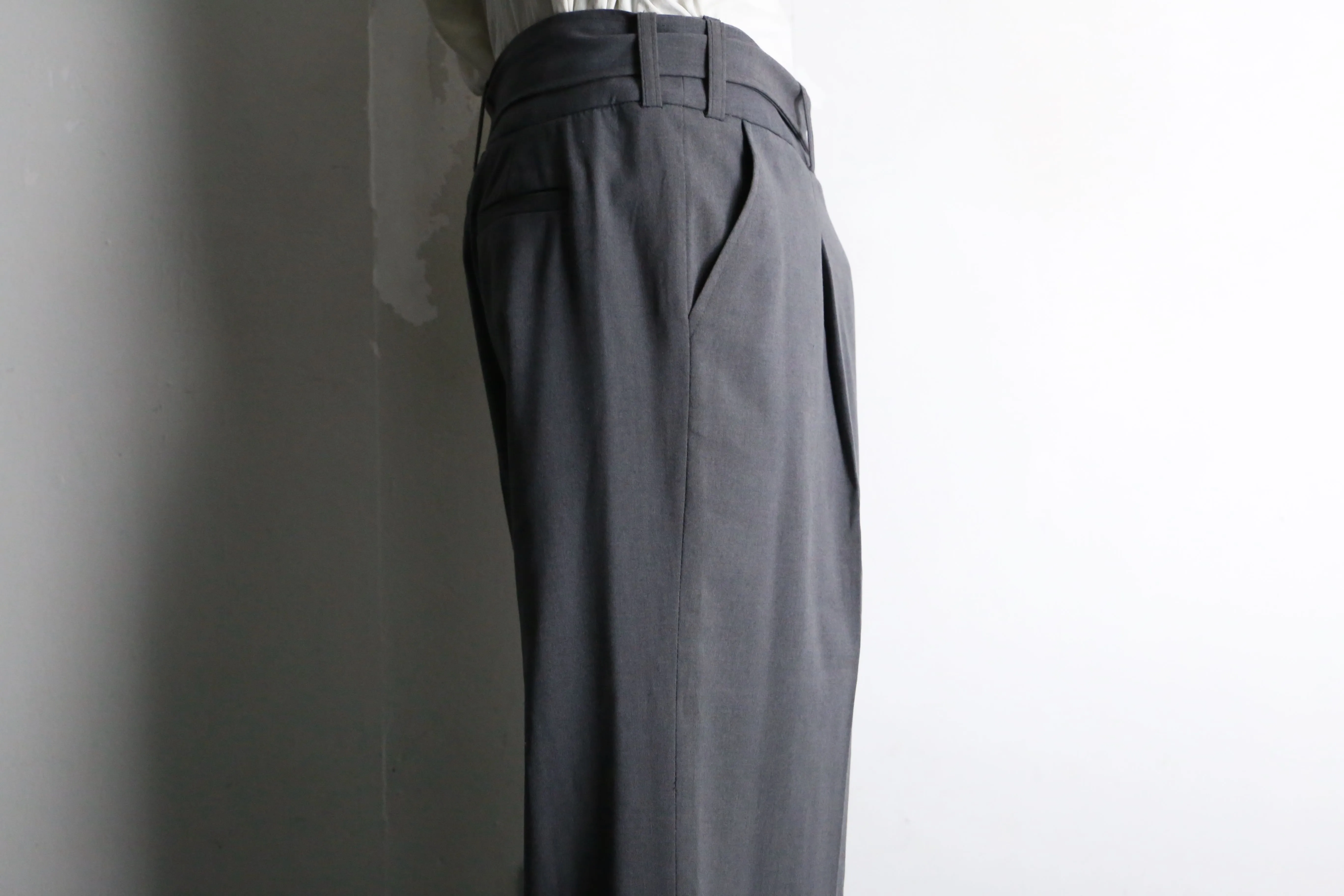 gray drawstring easy wide pants