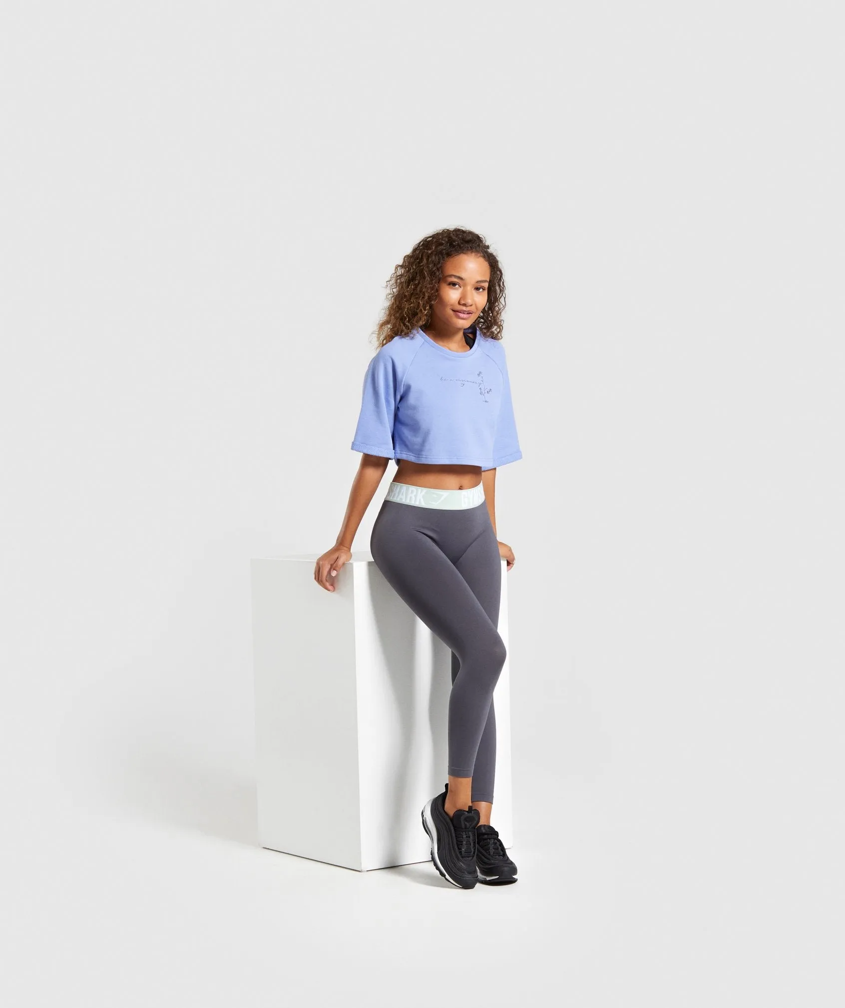 Gymshark Roots Boxy Cropped Sweater - Light Blue