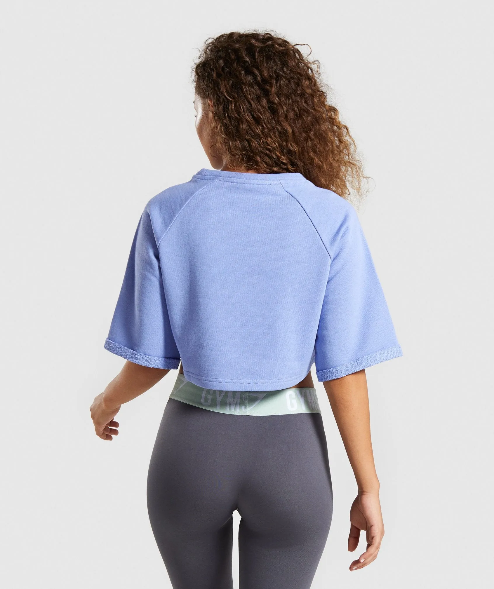 Gymshark Roots Boxy Cropped Sweater - Light Blue