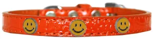 Happy Face Widget Croc Dog Collar Orange Size 18