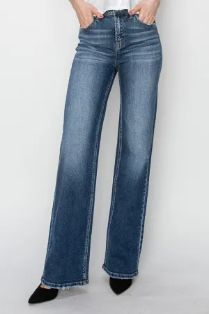 Hi-Rise Straight Washed Jeans