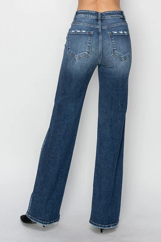 Hi-Rise Straight Washed Jeans