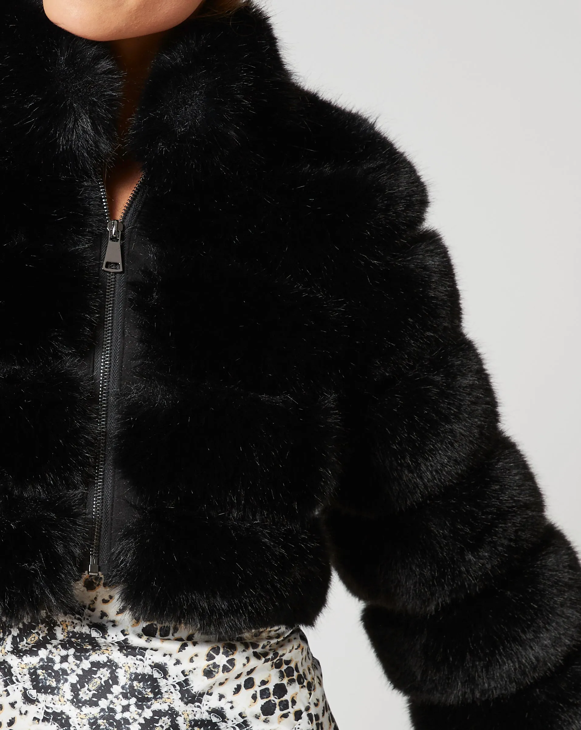 High Collar Fox Faux Fur Jacket