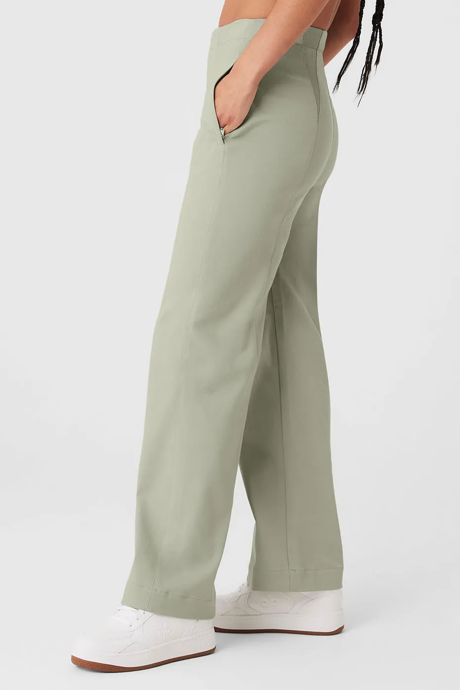 High-Waist On Point Moto Trouser - Limestone