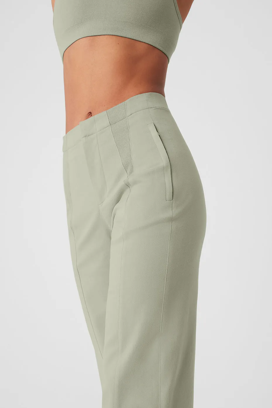 High-Waist On Point Moto Trouser - Limestone