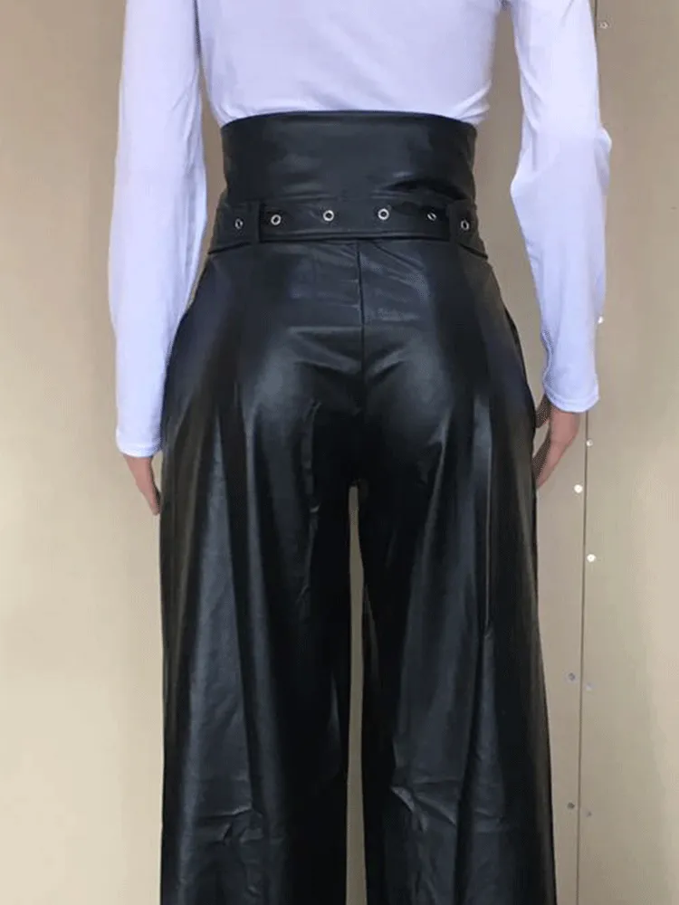 High Waist PU Pants