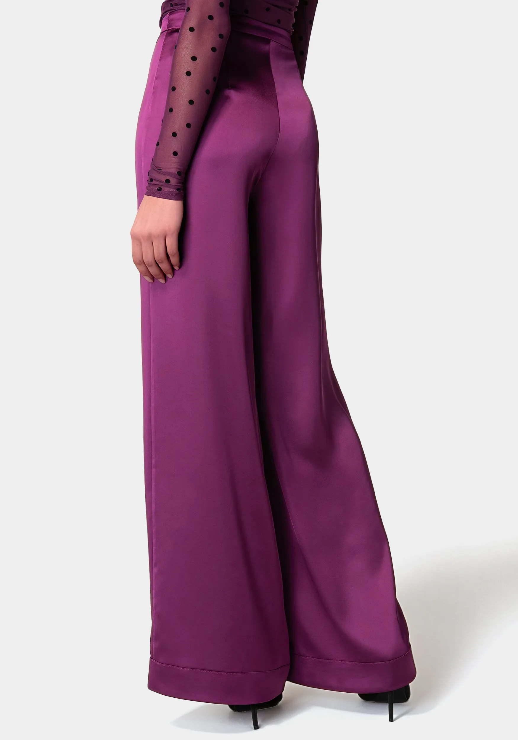 High Waist Satin Wide Leg Pant