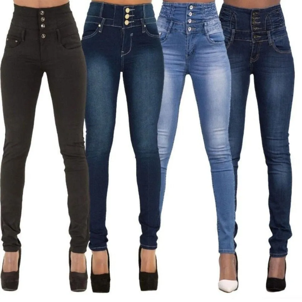 High Waist Slim Fit Jeans For Women