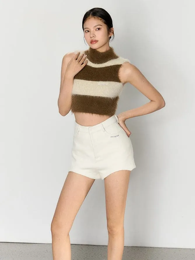 High Waist Woolen Hot Shorts