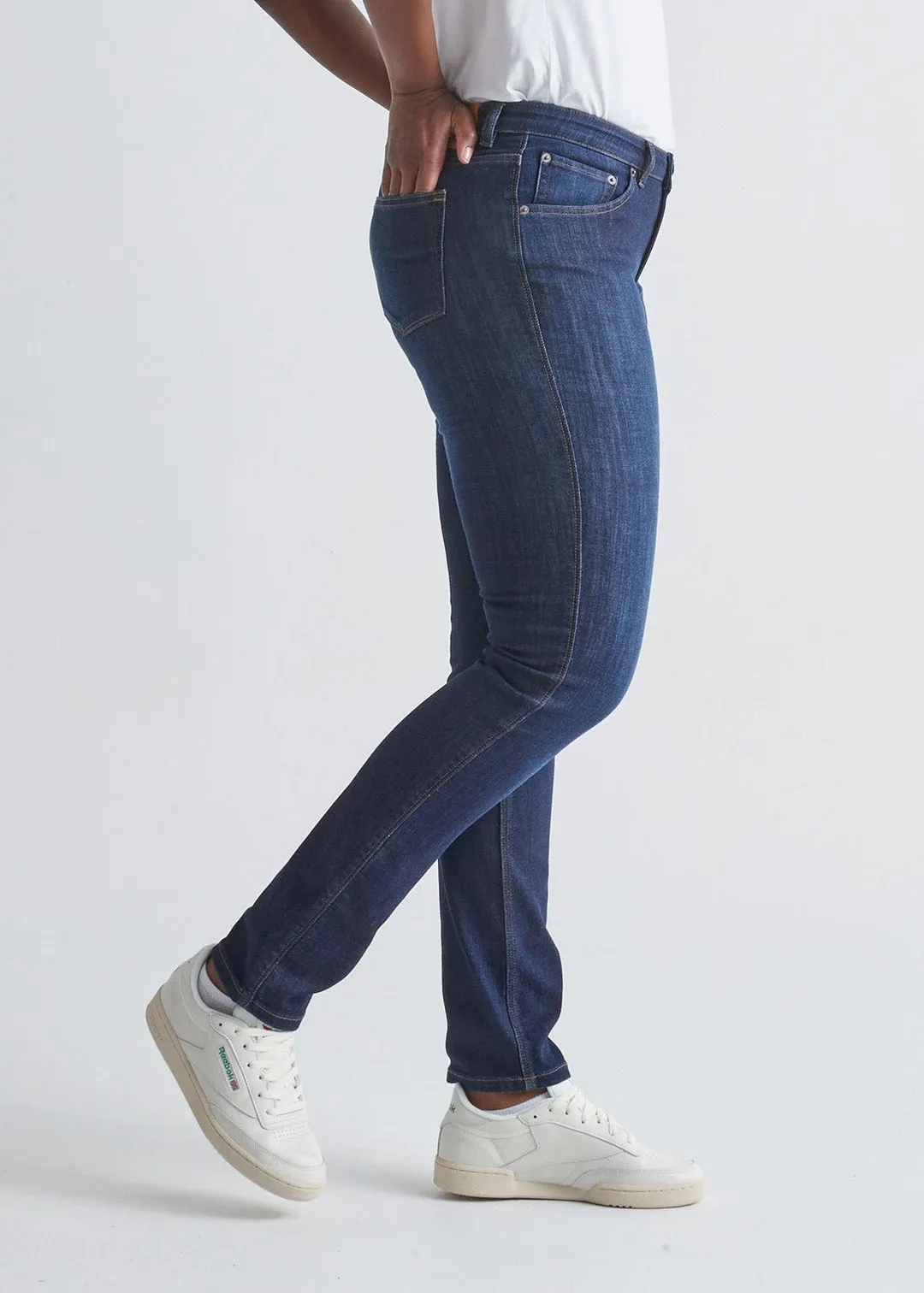 Iconic Dark Wash Slim Straight Stretch Jeans