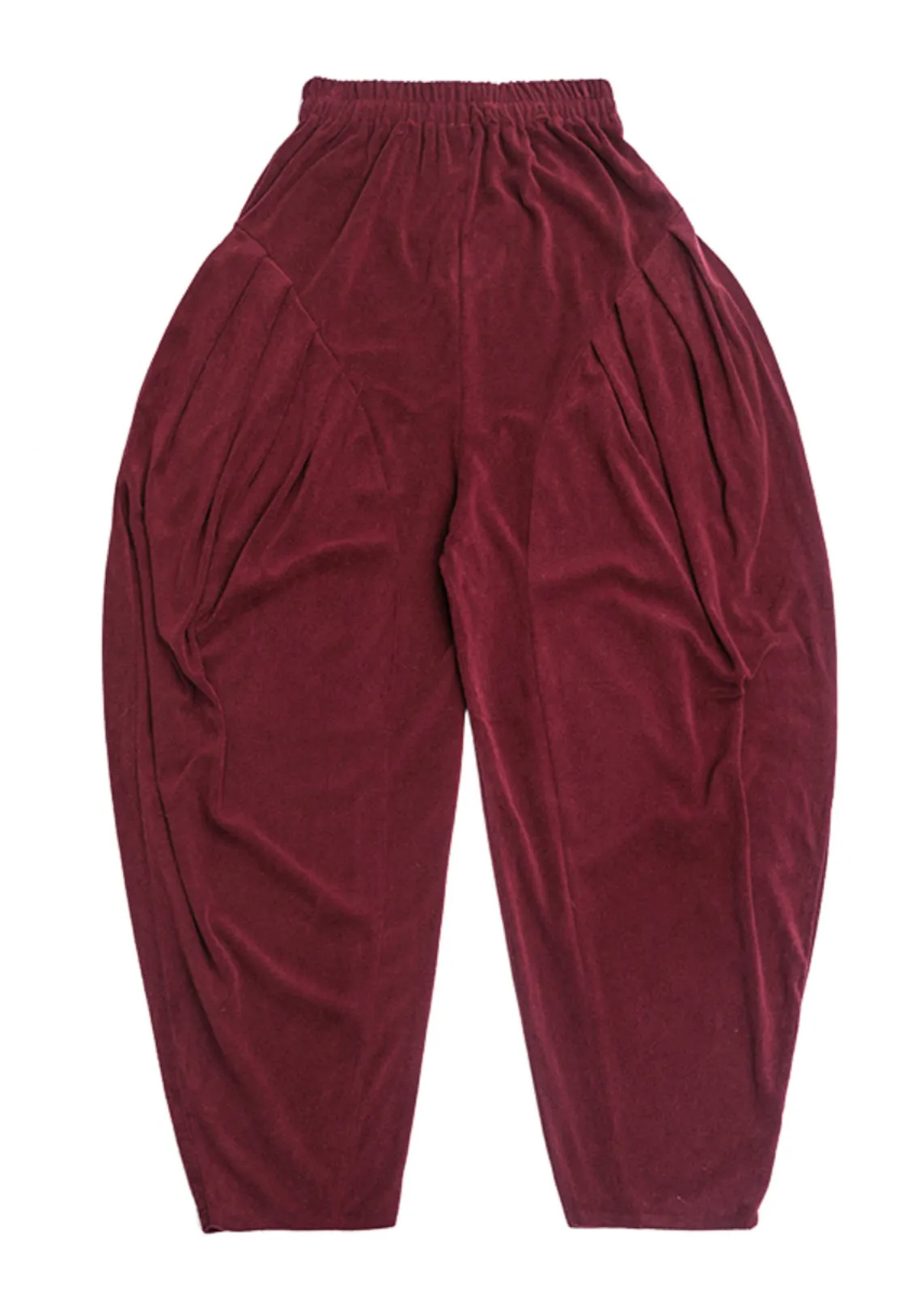 Italian Mulberry Wrinkled Pockets High Waist Cotton Lantern Pants Fall ML1857