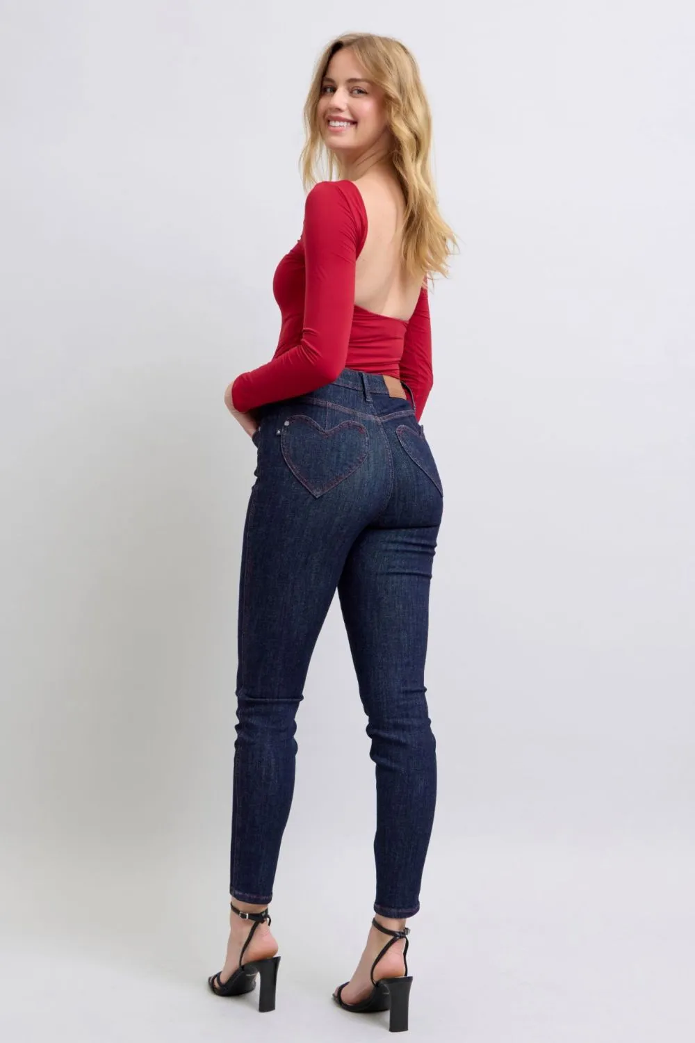 Judy Blue Heart Shaped Back Pockets Skinny Jeans