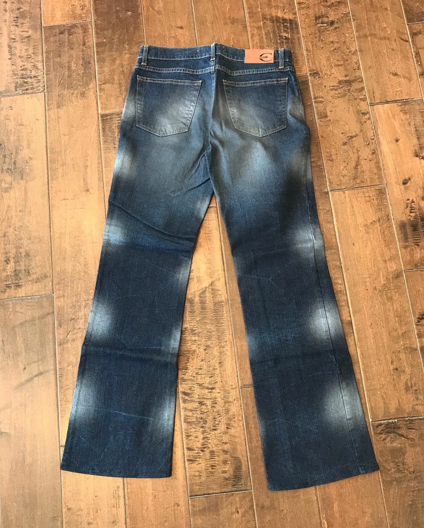 JUST CAVALLI Tie Dye Dark Wash Straight Leg Jeans